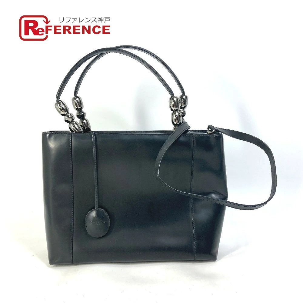 Christian Dior bag Maris Pearl shoulder crossbody tote Handbag leather black